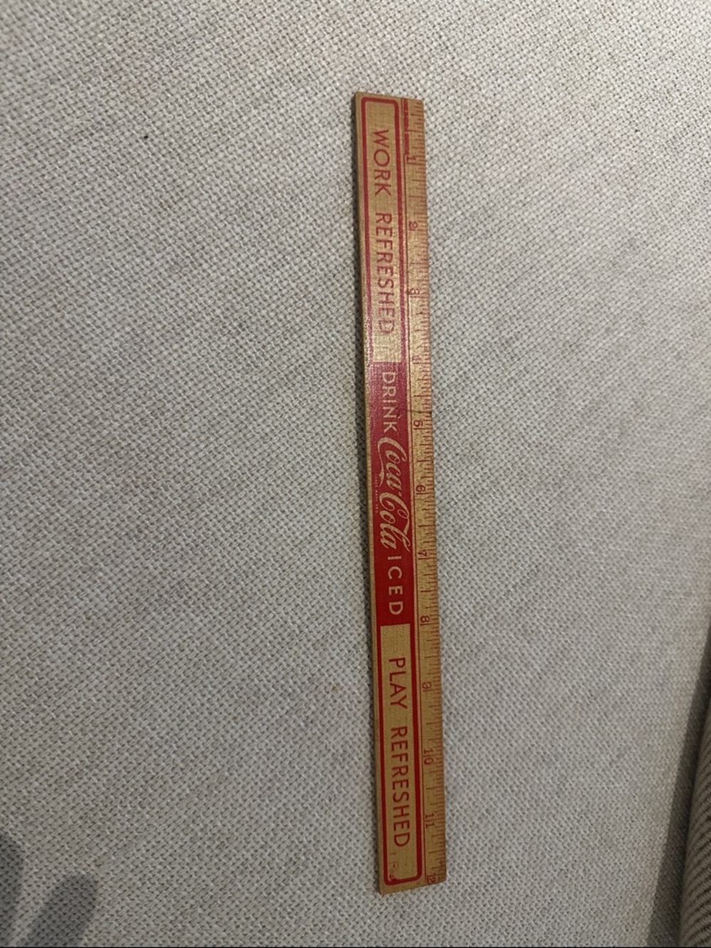 Vintage Coca-Cola Red and Natural Wood Branded Ruler